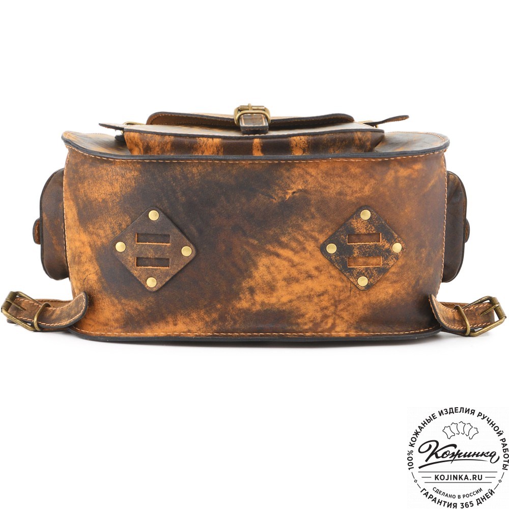 Мужской кожаный рюкзак "Байкер" (рыжее старение)